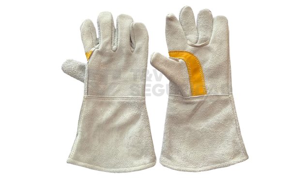 GUANTES DE CUERO CROMO C/REFUERZO DE 14". TIPO A. T&V – FABRICACIÓN NACIONAL